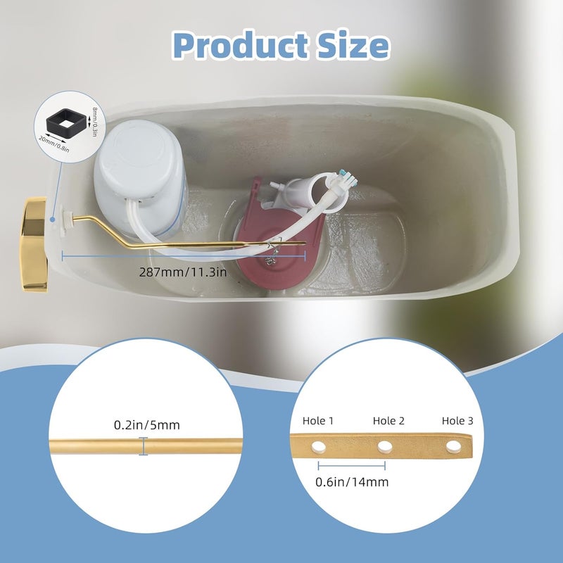Hibbent Metal Toilet Handle Replacement, Compatible with TOTO THU068#CP Trip Lvr for St743S, Brass Handle Trip Lever, Side Mount Toilet Tank Flush Lever, Shiny Gold - Image 4