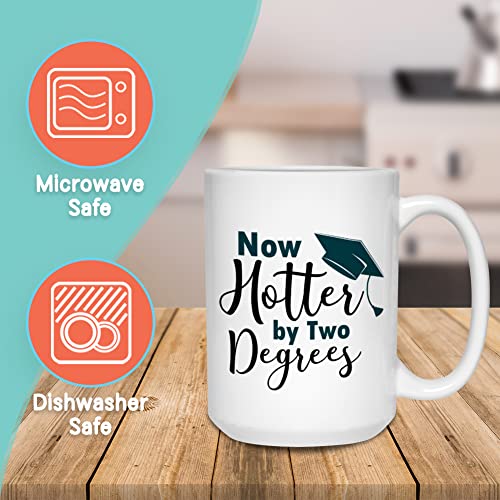 Bubble Hugs Coffee Mug 15 oz White, Now Hotter By Two Degrees College Student - Image 2