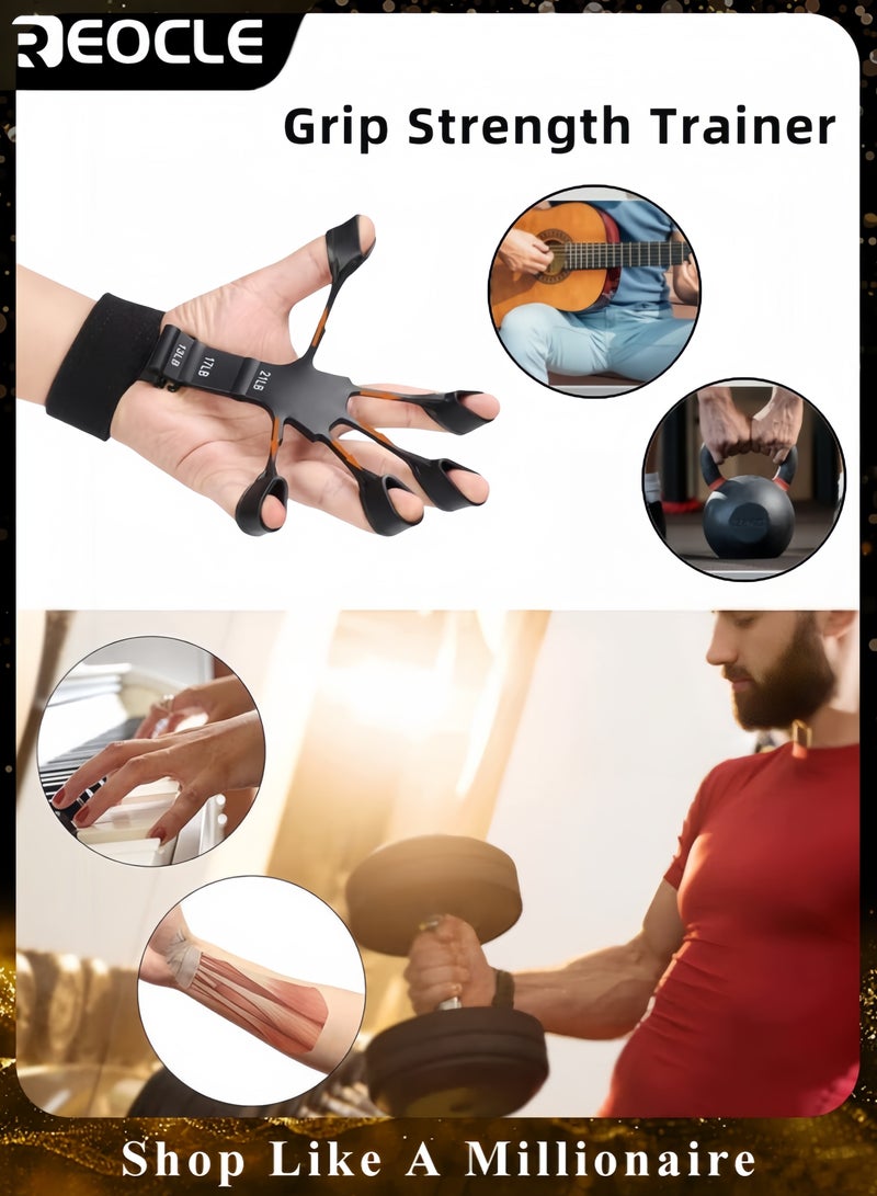 REOCLE Grip Strength Trainer Finger Strengthener Hand Strengthener 6 Resistant Level Exerciser Adjustable Hand for Therapy & Relieve Pain Arthritis - Image 1