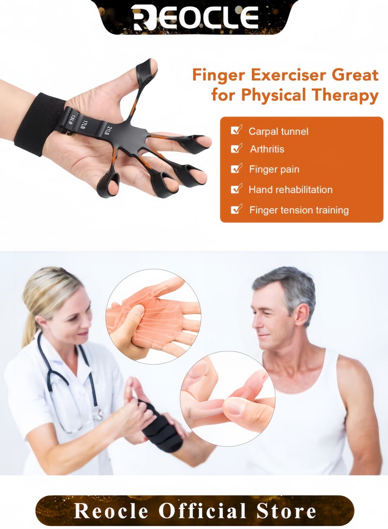 REOCLE Grip Strength Trainer Finger Strengthener Hand Strengthener 6 Resistant Level Exerciser Adjustable Hand for Therapy & Relieve Pain Arthritis - Image 2