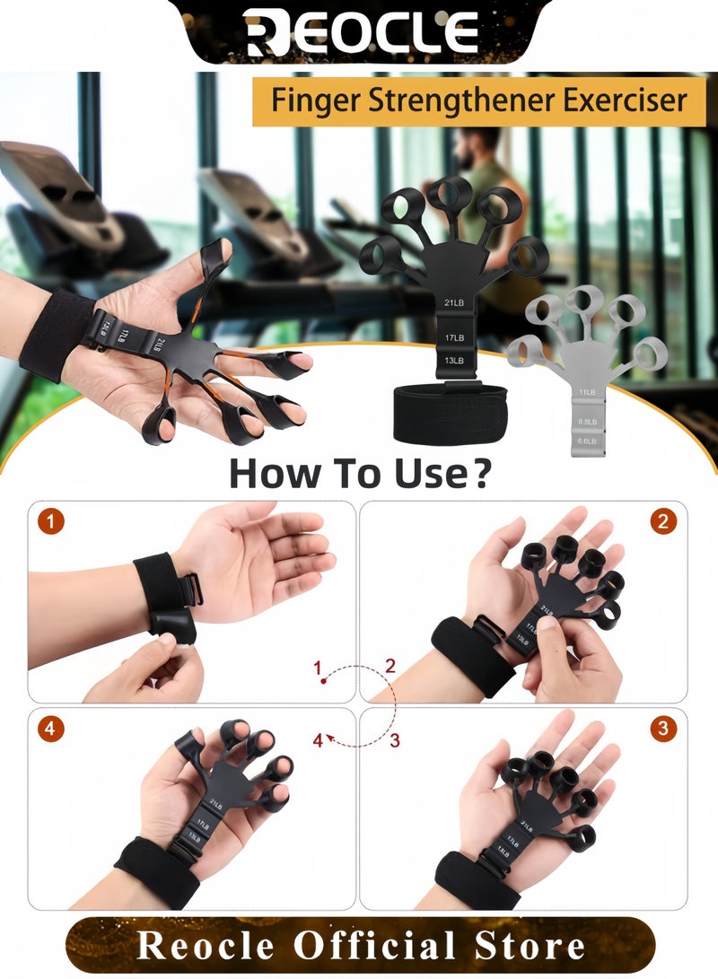 REOCLE Grip Strength Trainer Finger Strengthener Hand Strengthener 6 Resistant Level Exerciser Adjustable Hand for Therapy & Relieve Pain Arthritis - Image 4