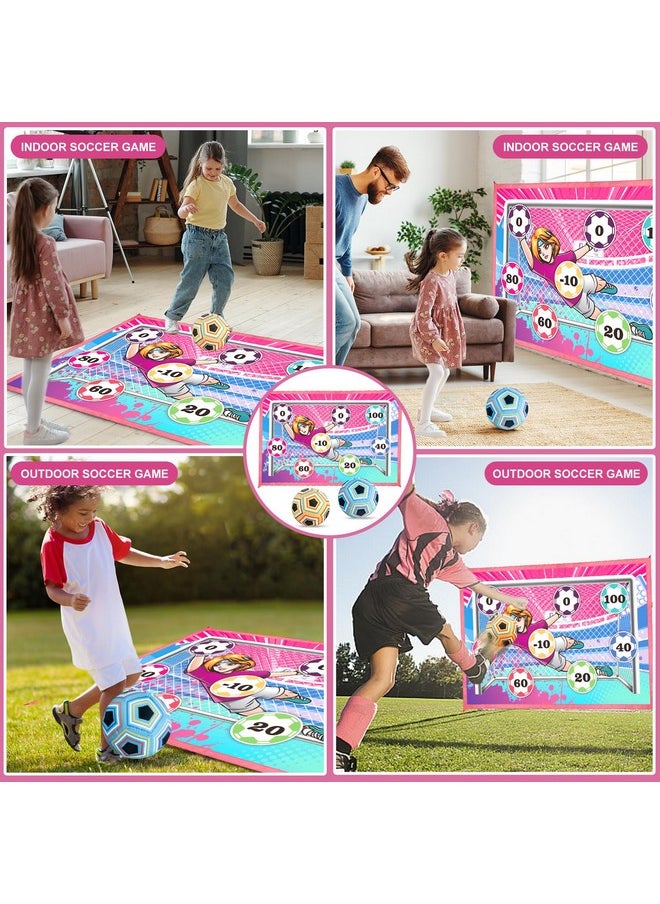 VATOS - Toy Soccer Ball Game Set For Boys And Girls, Indoor Outdoor Backyard Toss Soccer Goal Game With 2 Balls, 1 Flannel Target, Soccer Toys For 3-5 6-8 8-12 Years Old Kids Birthday - Image 1