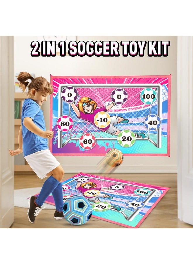VATOS - Toy Soccer Ball Game Set For Boys And Girls, Indoor Outdoor Backyard Toss Soccer Goal Game With 2 Balls, 1 Flannel Target, Soccer Toys For 3-5 6-8 8-12 Years Old Kids Birthday - Image 1