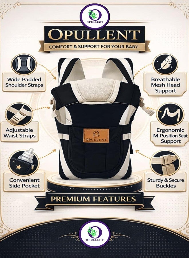 OPULLENT 4-in-1 Adjustable Hands-Free Baby Carrier Bag - Front Carry Facing, Baby Safety Belt, Child Safety Strip, Sling & Carrier Bag | Suitable for C Section Mother 3 to 36 Months (Black) - Image 2