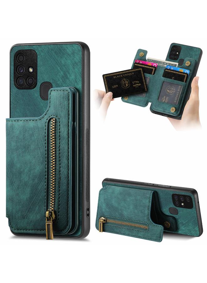 Green Tiger For Samsung Galaxy A51 Retro Leather Zipper Wallet Back Phone Case(Green)