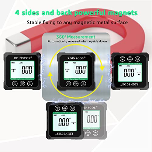 RDINSCOS Rechargeable Angle Meter Magnetic Angle Gauge 4-side Strong Magnetic Level Box with LCD Backlight Protractor Inclinometer for Woodworking,Tablesaw,Construction,and Machinery (PT181) - Image 3