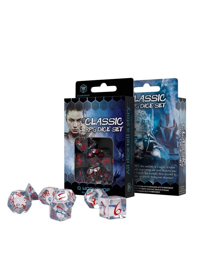 Q WORKSHOP Classic Rpg 7 Dice Transparent Blue/Red - Image 3