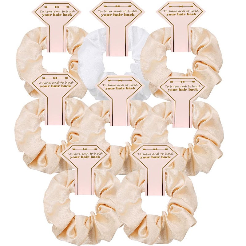 8pcs Satin Bridesmaid Proposal Gifts Hair Ties Hair Scrunchies Bachelorette Party Favors Satin Bridesmaid Gift for Wedding Parties white champagne