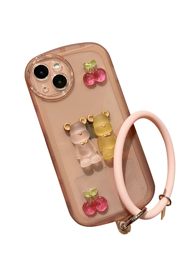 Loquat Back Cover Printed TPU Protective Mobile Phone Case with Bracelet for iPhone