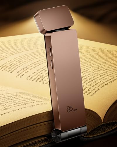 86lux ضوء كتاب قابل لإعادة الشحن مع مشبك LED للقراءة للاستخدام الليلي على السرير 3 درجات حرارة لونية مع تدرج سلس تصميم علامة مرجعية خفيف للغاية لمحبي الكتب الأطفال باللون الوردي والبني