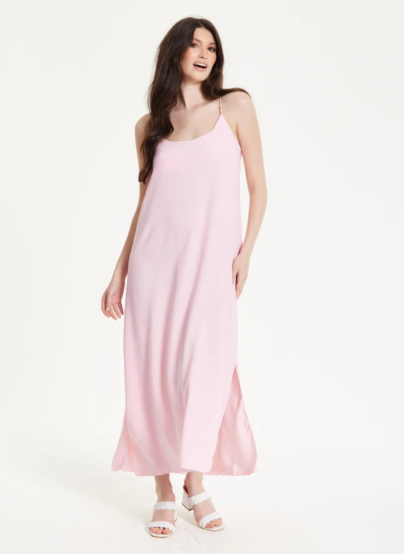 Liquorish Pink Cross-Back Maxi Dress