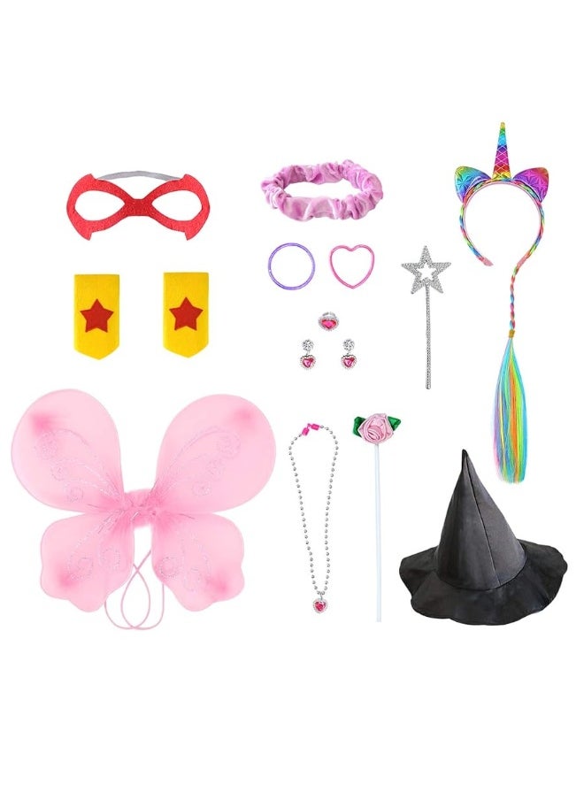 Jeowoqao - Jeowoqao Girls Dress up Trunk Princess Set, 24 PCS Pretend Play Costume Set, Fairytale, Supergirl, Princess, Rainbow Girls Costume for Toddler/Little Girls Ages 3-5yrs - Image 1