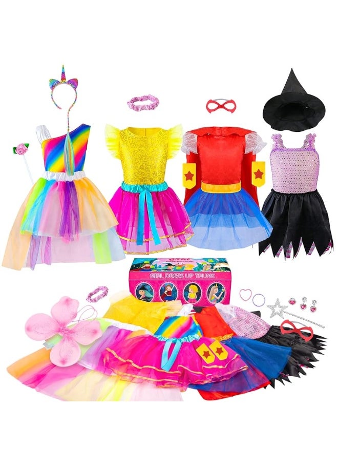 Jeowoqao - Jeowoqao Girls Dress up Trunk Princess Set, 24 PCS Pretend Play Costume Set, Fairytale, Supergirl, Princess, Rainbow Girls Costume for Toddler/Little Girls Ages 3-5yrs - Image 1
