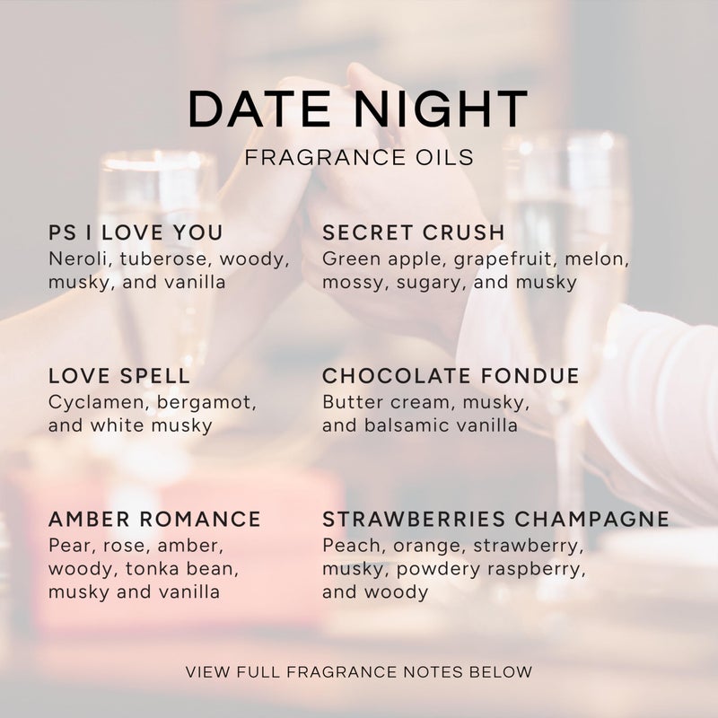 Eternal Essence Oils Date Night Set of 6 Premium Fragrance Oils - Includes PS I Love You, Amber Romance, Secret Crush, Chocolate Fondue, Strawberry Champagne, and Love Spell Scented Oils - 10ML - Image 2