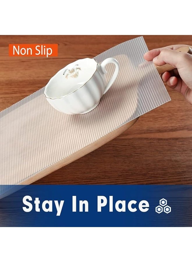 لفافات بطانات أدراج الرفوف لخزائن المطبخ، غير قابلة للانزلاق، قابلة للغسل، مقاومة للزيت، بطانات خزانة EVA مقاومة للماء وغير لاصقة للمطبخ، المخزن، الحمام، شفافة (3 متر × 45 سم) - Image 3