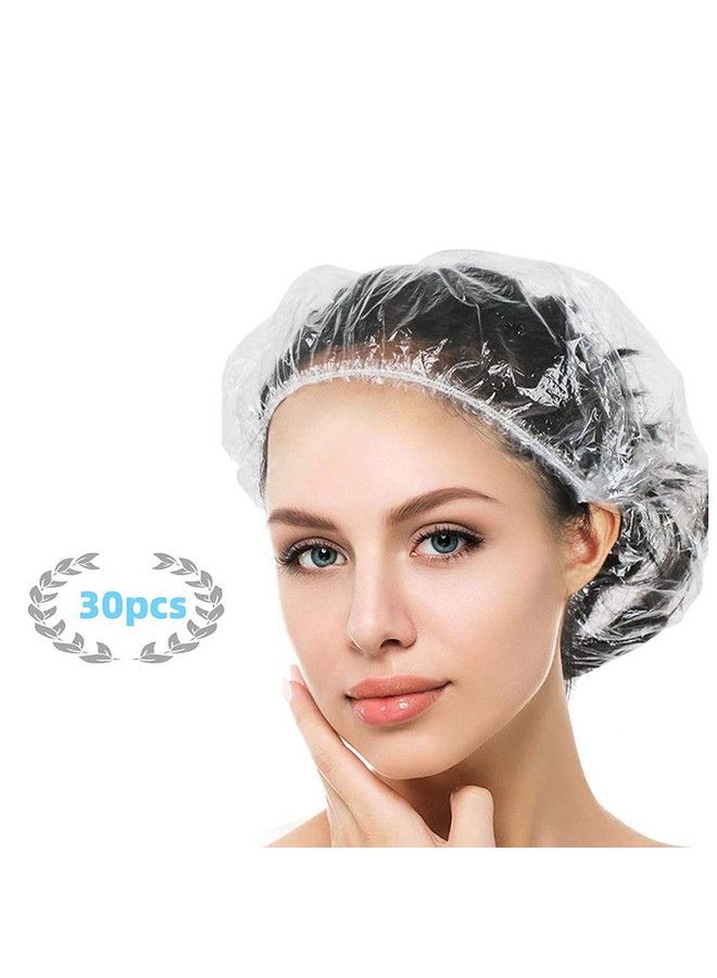 YIZIJIZI 30Pcs Disposable Shower Caps Large Thick Clear Waterproof Shower Cap For Women Large Size 20.5" Home Use Spa Hotel And Hair Salon Clear Shower Caps For Travel  - Image 2