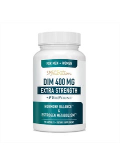SMNutrition DIM Supplement 400MG Extra Strength | Hormone Balance & Estrogen Metabolism for Men and Women | Menopause, Acne, Hot Flashes Relief & Antioxidant Support | Soy-Free, Gluten-Free | 90 Capsules  - Image 1