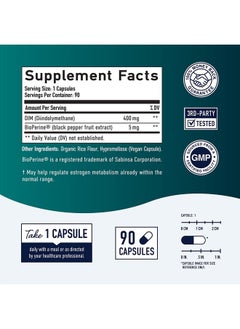 SMNutrition DIM Supplement 400MG Extra Strength | Hormone Balance & Estrogen Metabolism for Men and Women | Menopause, Acne, Hot Flashes Relief & Antioxidant Support | Soy-Free, Gluten-Free | 90 Capsules  - Image 4