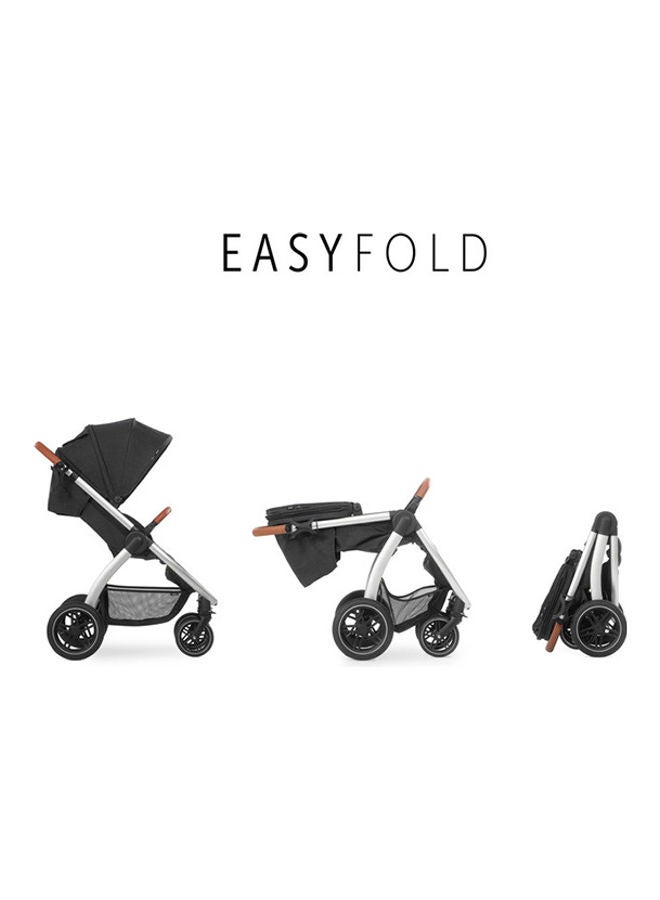 hauck Uptown Pushchair, Melange Black Stroller For All Terrains, Extra Large Seat, Lie - Flat Position, Rubber Wheels, Suspension, Compact And Easy Fold, With Raincover - Image 5
