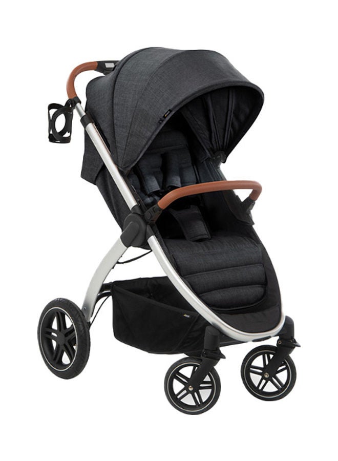 hauck Uptown Pushchair, Melange Black Stroller For All Terrains, Extra Large Seat, Lie - Flat Position, Rubber Wheels, Suspension, Compact And Easy Fold, With Raincover - Image 1