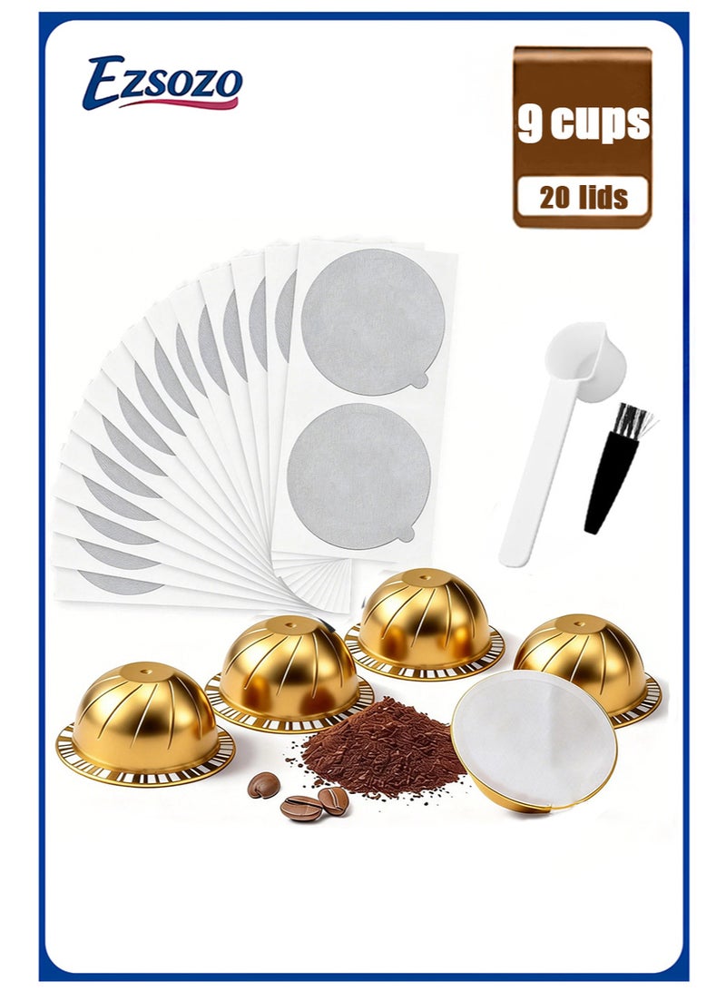 EZSOZO Reusable Coffee Capsule Cup with Lid Compatible ，with Food-Grade Shell 80/150/230ml (Gold) - Image 1