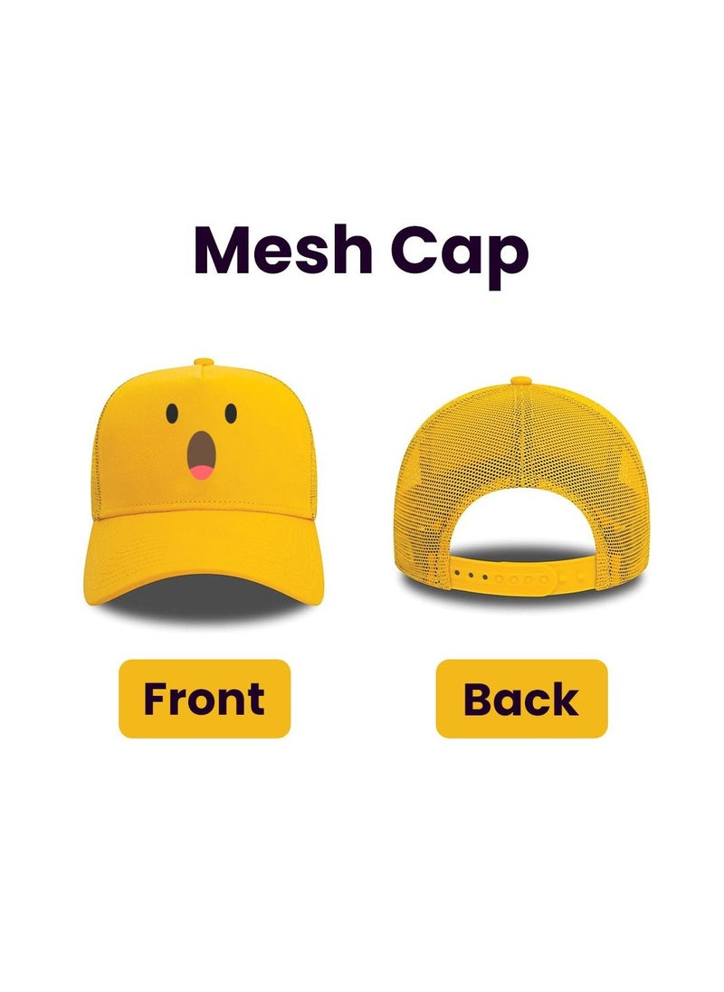 PRINTSHOP4ME - Kids Yellow Smiley Face Pack Of 2 T-Shirt And Cap Combo–Unisex Round Neck Short Sleeve Cotton T-Shirt - Image 1