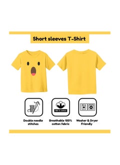 PRINTSHOP4ME Kids Yellow Smiley Face Pack Of 2 T-Shirt And Cap Combo–Unisex Round Neck Short Sleeve Cotton T-Shirt  - Image 4