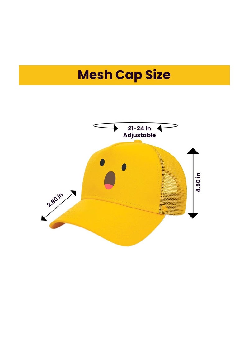 PRINTSHOP4ME - Kids Yellow Smiley Face Pack Of 2 T-Shirt And Cap Combo–Unisex Round Neck Short Sleeve Cotton T-Shirt - Image 1
