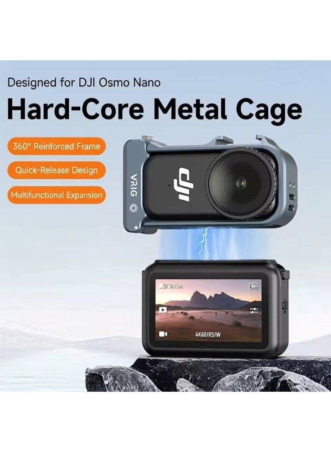 VRIG GA-16 Magnetic CameraCage for DJI Osmo Nano Action Camera Quick Release Base Shockproof Frame Protective Rig w Cold Shoe - Image 1