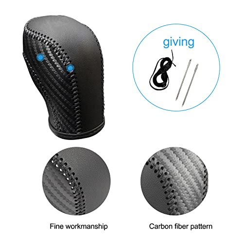 JINZHAO Auto Car Leather Gear Shift Knob Cover for Golf Jetta Passat Tiguan Atlas Beetle GLI Eos CC Sportwagen Jetta Hybrid R GTI Accessories (Black) - Image 2
