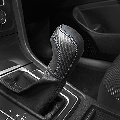 JINZHAO Auto Car Leather Gear Shift Knob Cover for Golf Jetta Passat Tiguan Atlas Beetle GLI Eos CC Sportwagen Jetta Hybrid R GTI Accessories (Black) - Image 5