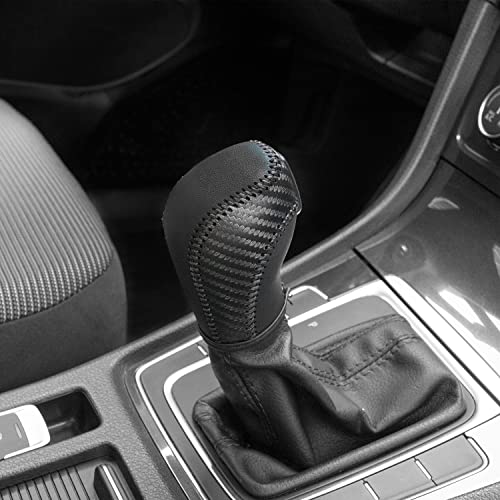 JINZHAO Auto Car Leather Gear Shift Knob Cover for Golf Jetta Passat Tiguan Atlas Beetle GLI Eos CC Sportwagen Jetta Hybrid R GTI Accessories (Black) - Image 4