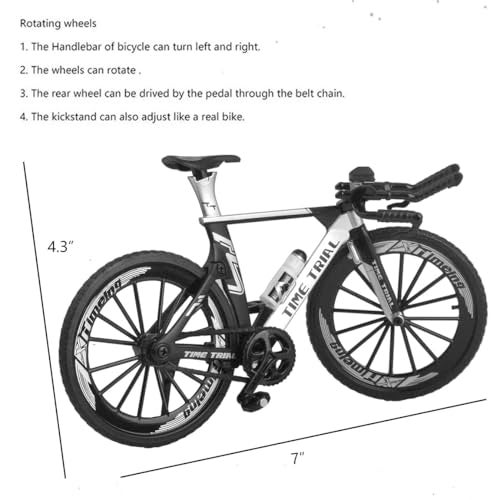 Ailejia Alloy Mini Finger Timetrial Bikes Ornament Racing Mini TT Bicycle Toy Dirt Vehicles Mountain Model Decoration Crafts for Home Black - Image 5