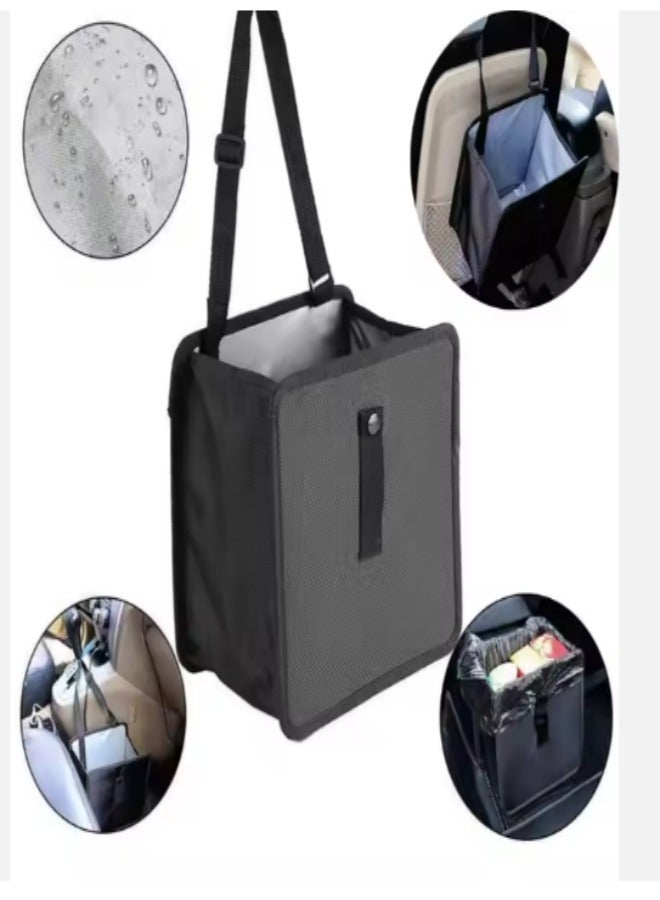 DUNISO Hanging Car Trash Can, portable multifunctional folding storage bag, waterproof and leak proof, with 50 garbage bags, 23 * 23 * 14CM, black  - Image 1