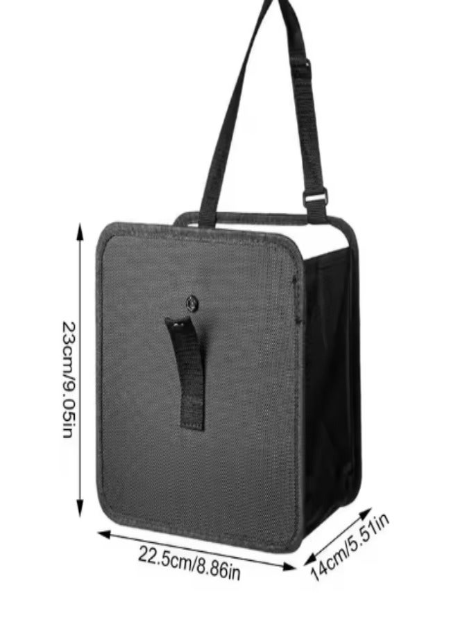 DUNISO Hanging Car Trash Can, portable multifunctional folding storage bag, waterproof and leak proof, with 50 garbage bags, 23 * 23 * 14CM, black  - Image 3