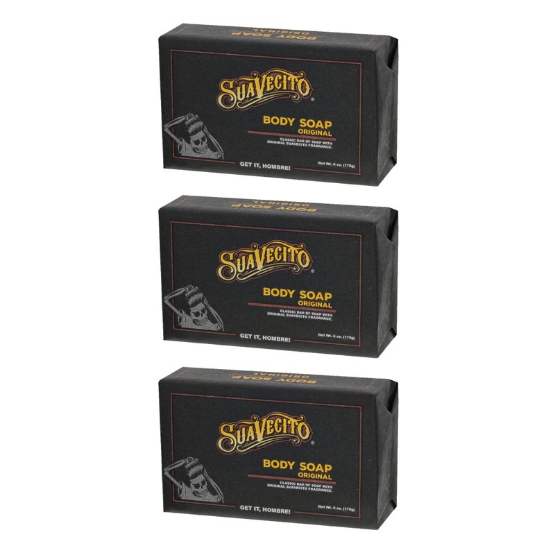 Suavecito Body & Hand Soap Bars Moisturizing With Masculine Original Fragrance 6 oz 3 Pack - Image 1