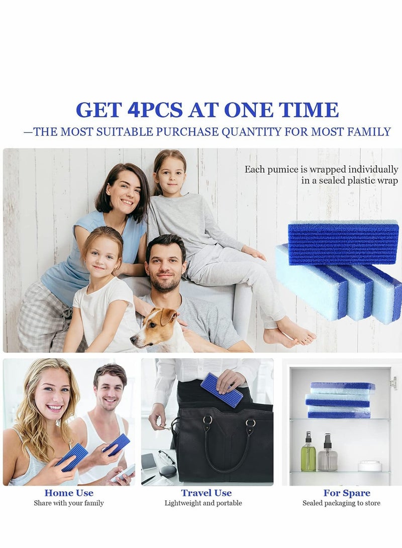 Zikra Pumice Stone for Feet 2 in 1, 4 Pack Foot Scrubber & Callus Remover for Feet Pedicure for Salon Use, Double-sided Design Blue - Image 3