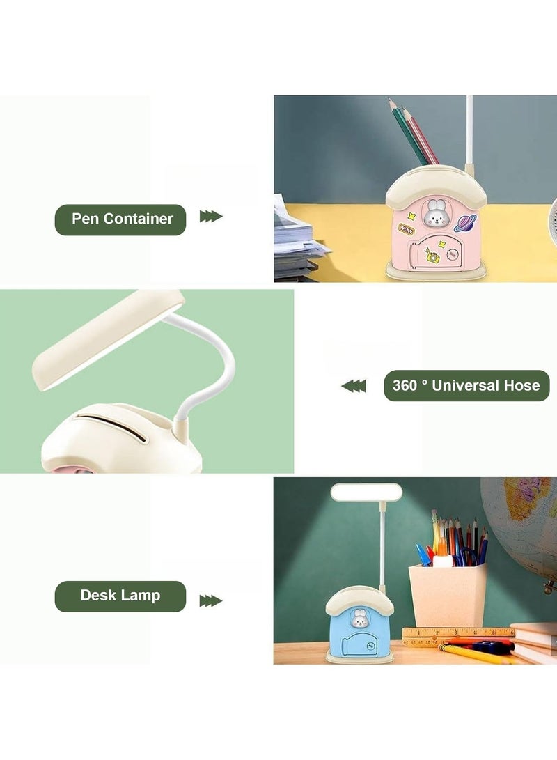Rechargeable Desk Lamp with Pen Holder & Piggy Bank, Study LED Lamp, Electric Table Lamp, Flexible Night Lamp for Kids (Green) - Image 3
