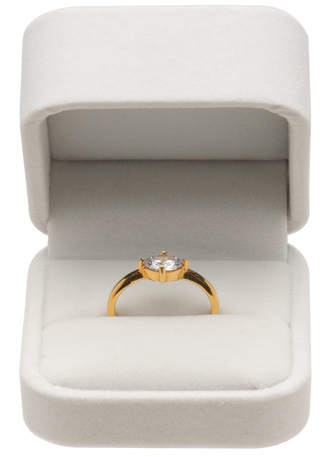 Giftop Velvet Single Ring Box Case Holder for Engagement Proposal Birthday Wedding,Jewelry Ring Gift Box Jewelry Packaging Box (White) - Image 2