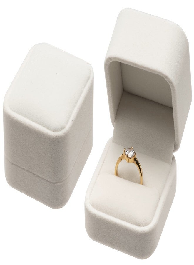 Giftop Velvet Single Ring Box Case Holder for Engagement Proposal Birthday Wedding,Jewelry Ring Gift Box Jewelry Packaging Box (White) - Image 3