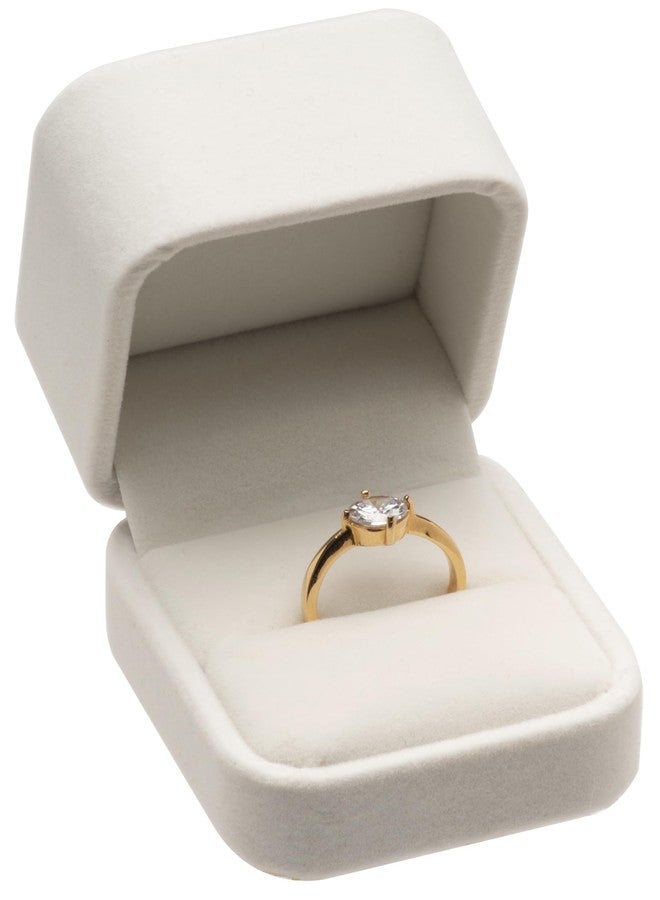 Giftop Velvet Single Ring Box Case Holder for Engagement Proposal Birthday Wedding,Jewelry Ring Gift Box Jewelry Packaging Box (White) - Image 1