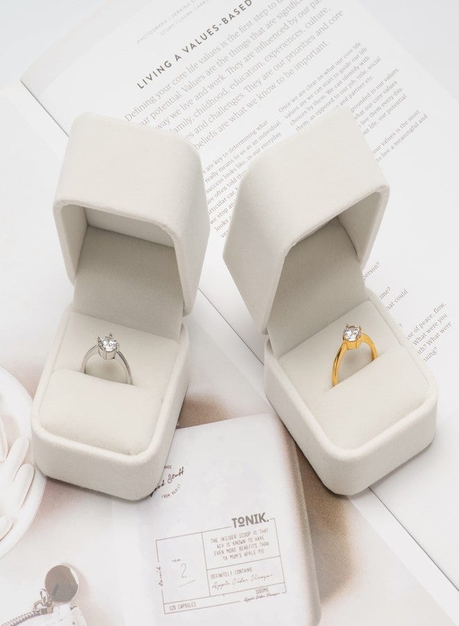 Giftop Velvet Single Ring Box Case Holder for Engagement Proposal Birthday Wedding,Jewelry Ring Gift Box Jewelry Packaging Box (White) - Image 5