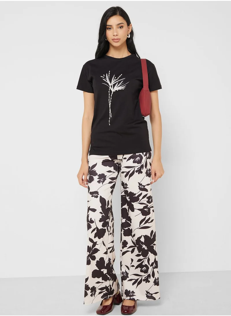 Ginger Crew Neck Embellished T-Shirt