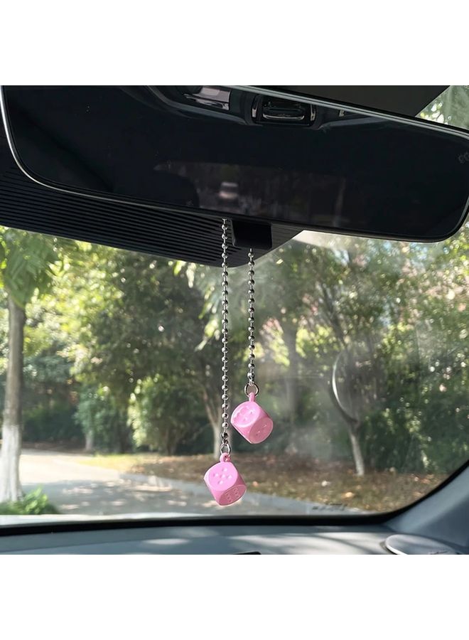 White Alloy Dice Car Pendant Decoration For Rearview Mirror Vehicle Accessory - Image 3