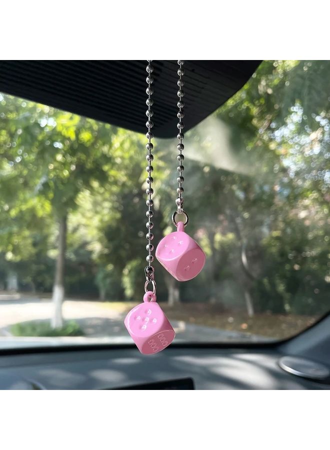 White Alloy Dice Car Pendant Decoration For Rearview Mirror Vehicle Accessory - Image 4