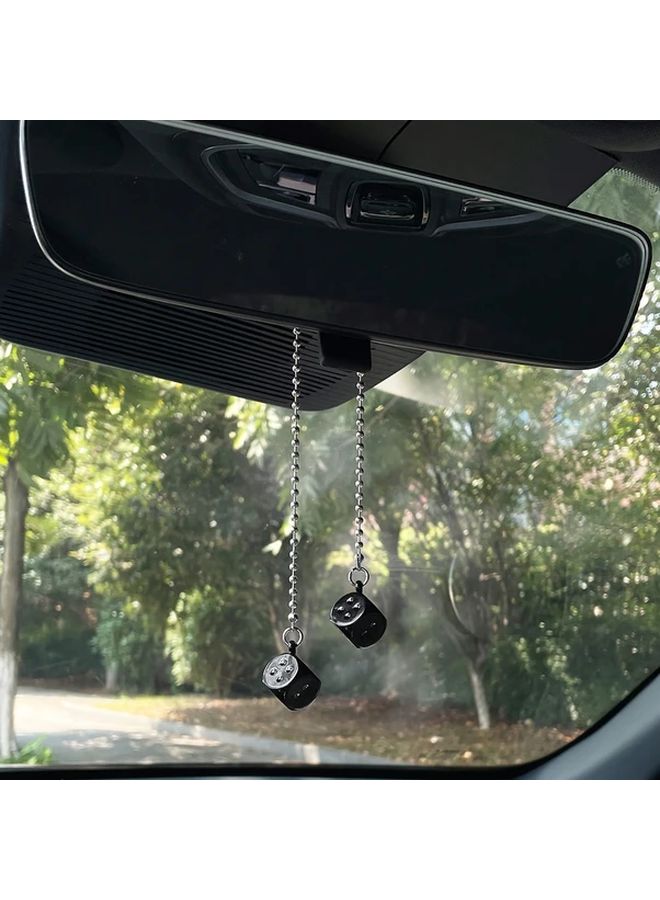 White Alloy Dice Car Pendant Decoration For Rearview Mirror Vehicle Accessory - Image 5