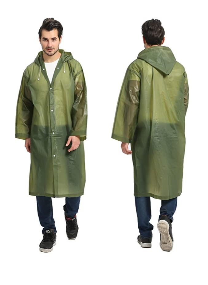Raincoat Rain Poncho for Adults 1 Pack EVA Rain Poncho for Women and Men Reusable Raincoat Jacket Packable for Family Fishing/Travel/Emergency/ with Hood and Elastic Sleeving  - Image 1