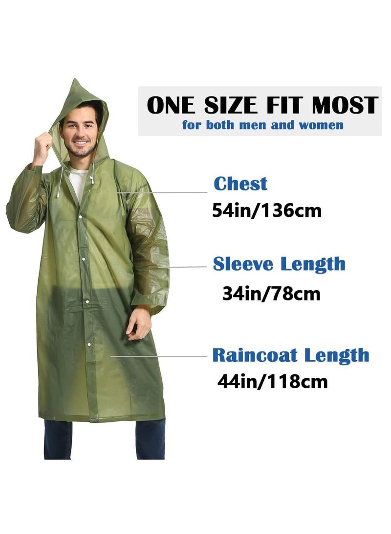 Raincoat Rain Poncho for Adults 1 Pack EVA Rain Poncho for Women and Men Reusable Raincoat Jacket Packable for Family Fishing/Travel/Emergency/ with Hood and Elastic Sleeving  - Image 2