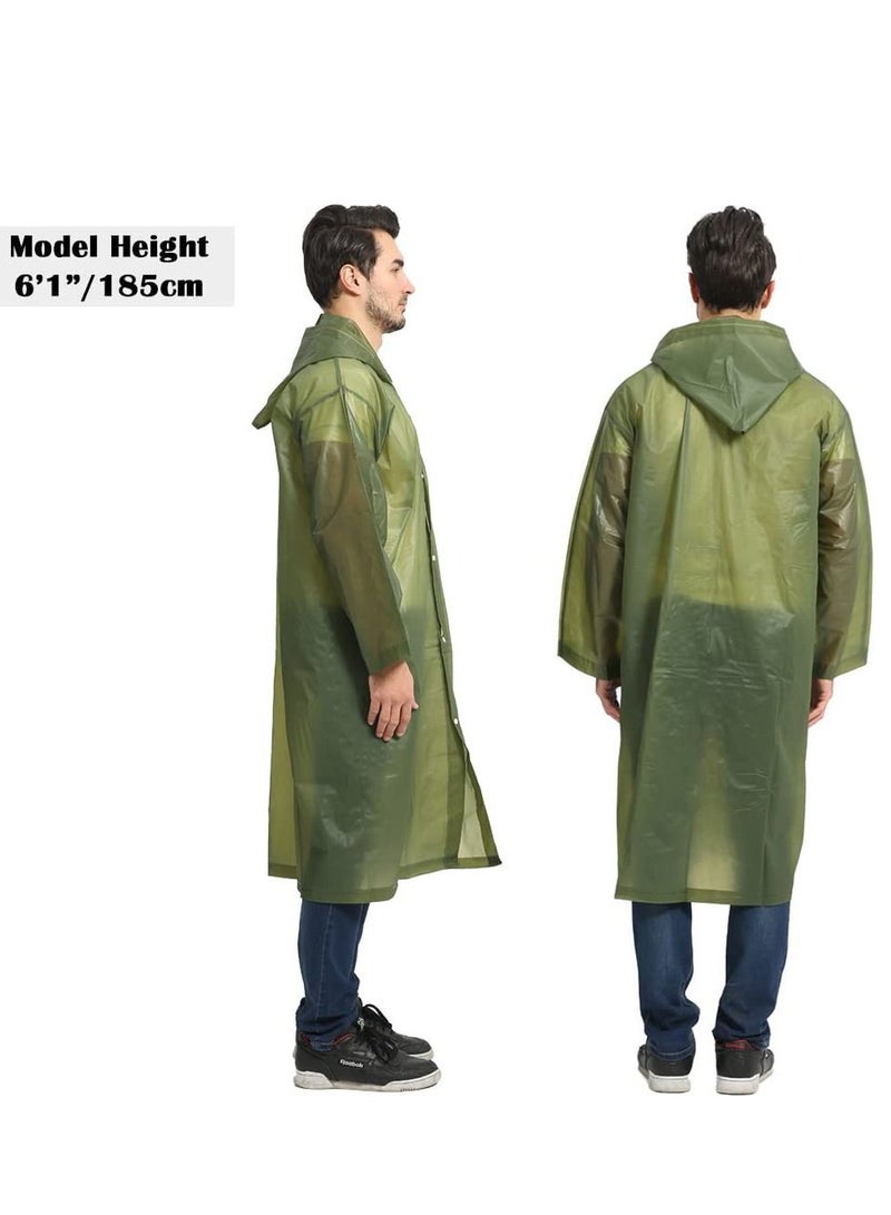 Raincoat Rain Poncho for Adults 1 Pack EVA Rain Poncho for Women and Men Reusable Raincoat Jacket Packable for Family Fishing/Travel/Emergency/ with Hood and Elastic Sleeving  - Image 5