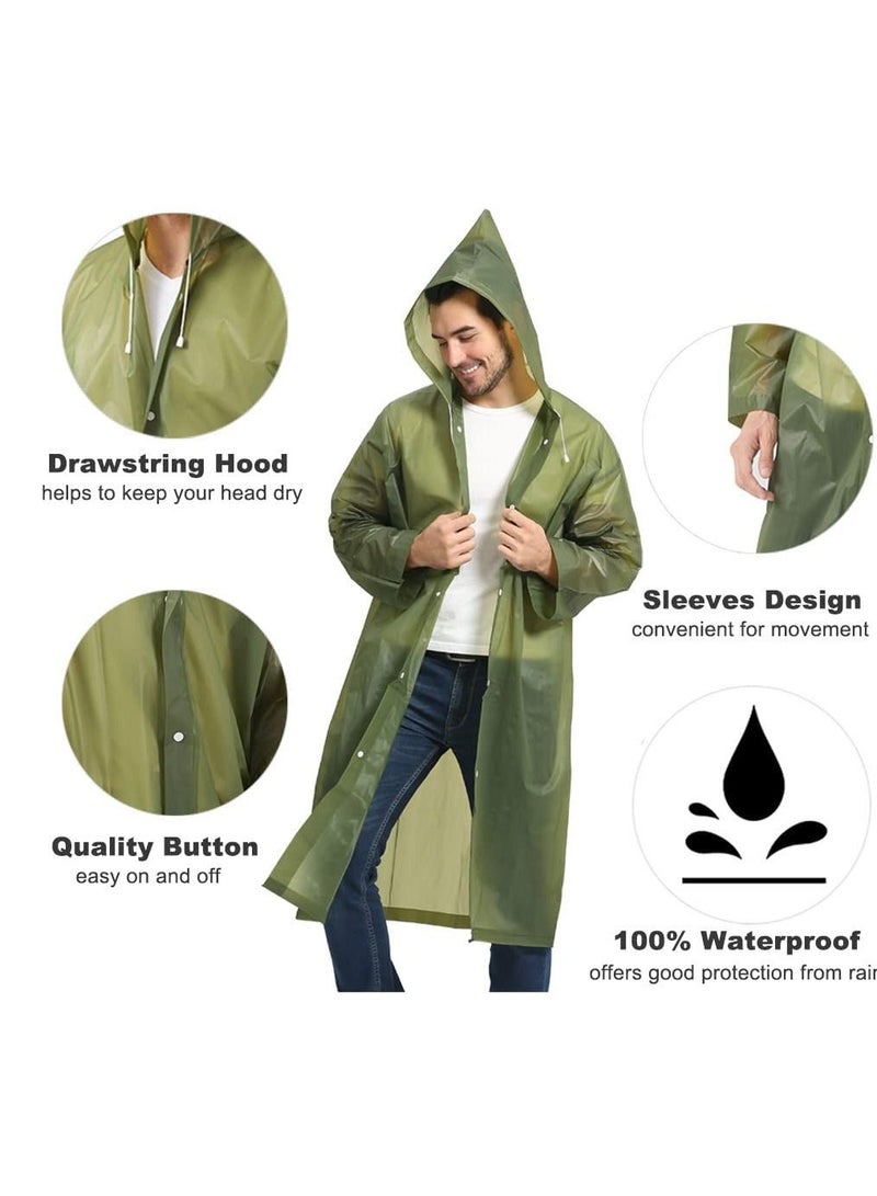Raincoat Rain Poncho for Adults 1 Pack EVA Rain Poncho for Women and Men Reusable Raincoat Jacket Packable for Family Fishing/Travel/Emergency/ with Hood and Elastic Sleeving  - Image 3